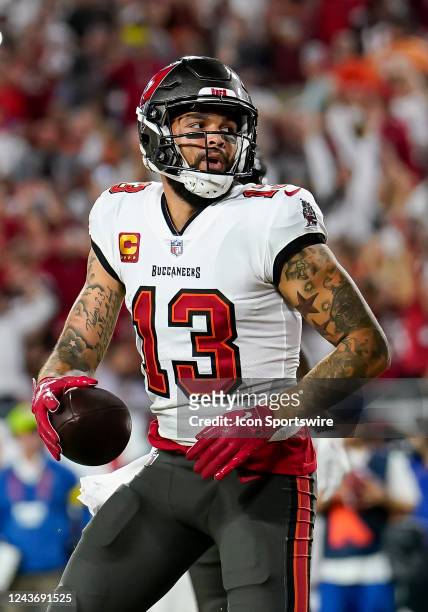 Tampa Bay Buccaneers wide receiver Mike Evans celebrates scoring a touch down during the NFL Football match between the Tampa Bay Bucs and Kansas...