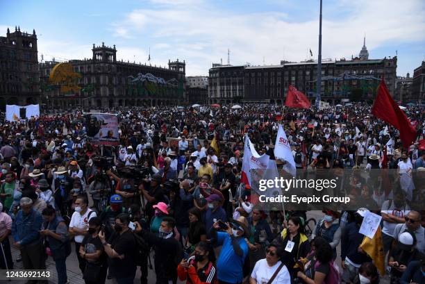 Protest of civil organizations in commemoration of the 54th anniversary of the students massacre of Tlatelolco. On October 2022 in Mexico City,...