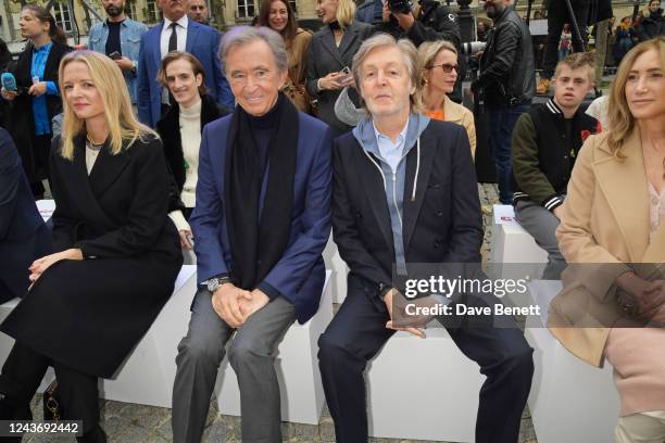 Delphine Arnault, LVMH CEO Bernard Arnault, Sir Paul McCartney and Nancy Shevell attend the Stella McCartney show during Paris Fashion Week...