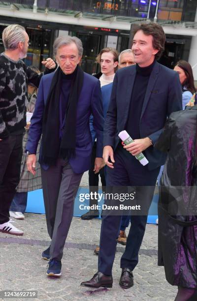 Bernard Arnault and Antoine Arnault attend the Stella McCartney show during Paris Fashion Week Womenswear Spring/Summer 2023 at Centre Pompidou on...