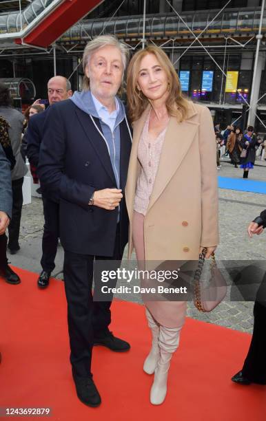 Sir Paul McCartney and Nancy Shevell attend the Stella McCartney show during Paris Fashion Week Womenswear Spring/Summer 2023 at Centre Pompidou on...