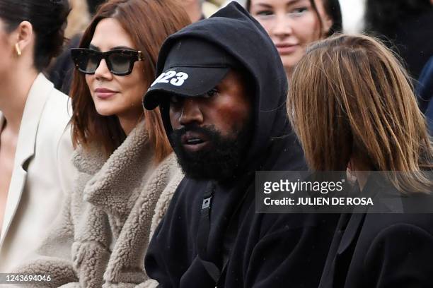 Rapper Kanye West , attends the Givenchy Spring-Summer 2023 fashion show during the Paris Womenswear Fashion Week, in Paris, on October 2, 2022.