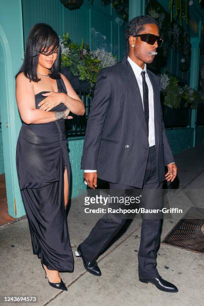 Rihanna and ASAP Rocky are seen on October 03, 2022 in Los Angeles, California.