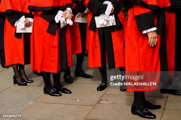 Judges process to the Palace of Westminster in central London, as part of a tradition to mark the start of the new legal year, on October 3, 2022. -...