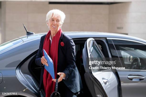 President of the European Central Bank Christine Lagarde is talking to media prior an Eurogroup Ministers meeting in the European Convention Center,...