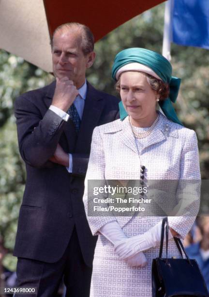 Queen Elizabeth II and Prince Philip visiting the city of Grande Prairie in Alberta, Canada during her official tour of Canada on 2nd August, 1978.