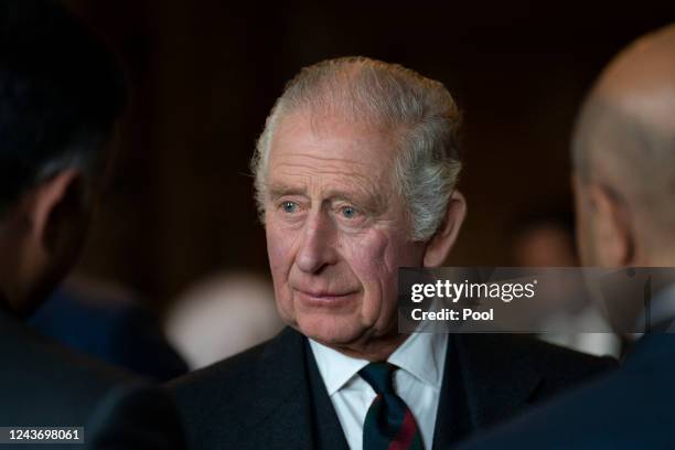 King Charles III hosts a reception to celebrate British South Asian communities, in the Great Gallery at the Palace of Holyroodhouse on October 3,...