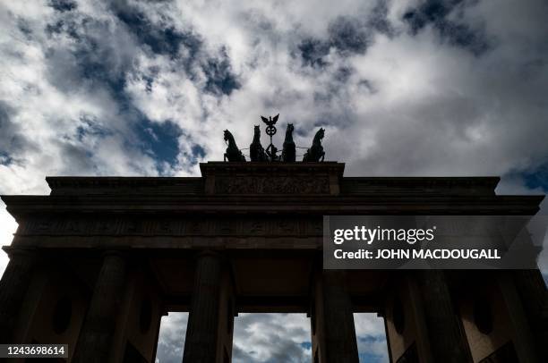 View of Berlin's landmark Brandenburg Gate taken on October 3 as Germany celebrates Reunification Day.