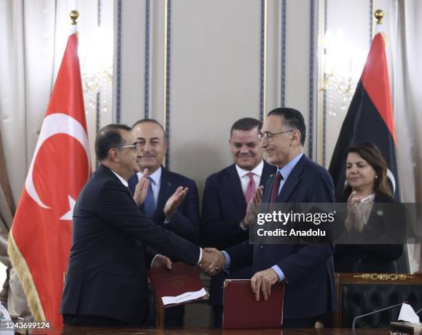 Turkish Foreign Minister Mevlut Cavusoglu, Turkish Minister of Energy and Natural Resources Fatih Donmez, Turkish Defense Minister Hulusi Akar,...