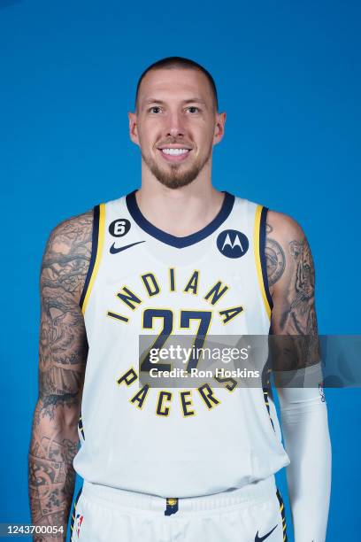 Daniel Theis of the Indiana Pacers poses for a head shot during the NBA Media Day on September 29, 2022 at St. Vincent Training Center in...