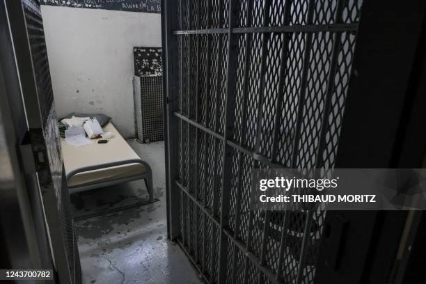 Solitary confinement cell of Gradignan prison is pictured, near Bordeaux, southwestern France, on October 3, 2022.