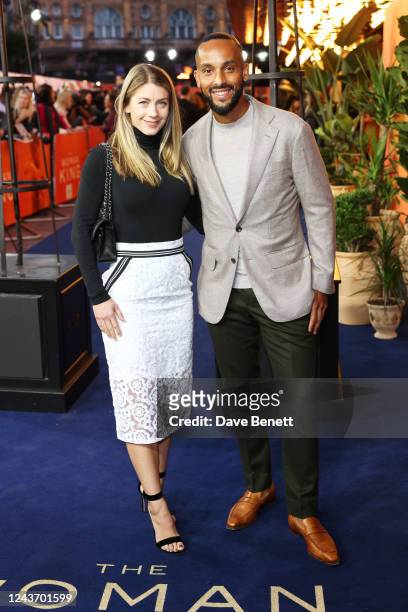 Melanie Walcott and Theo Walcott attend the UK Gala Screening of "The Woman King" at Odeon Luxe Leicester Square on October 3, 2022 in London,...