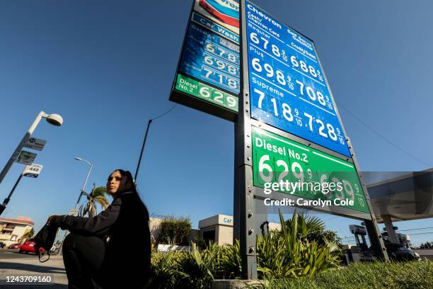 Los Angeles, California-Oct. 3, 2022-Gas prices are on the rise again in Los Angeles, California on Oct. 3 this Chevron station in Torrance, CA.