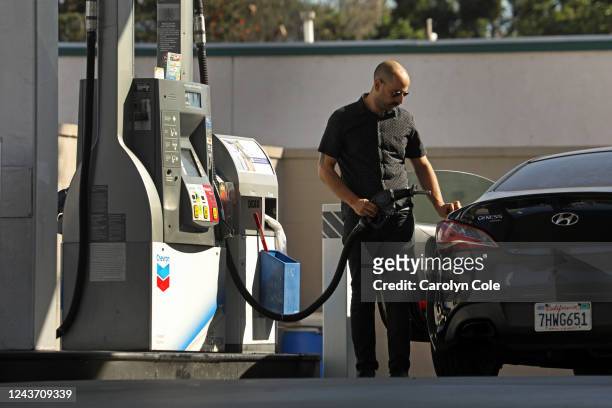 Los Angeles, California-Oct. 3, 2022-Gas prices are on the rise again in Los Angeles, California on Oct. 3 this Chevron station in Torrance, CA.
