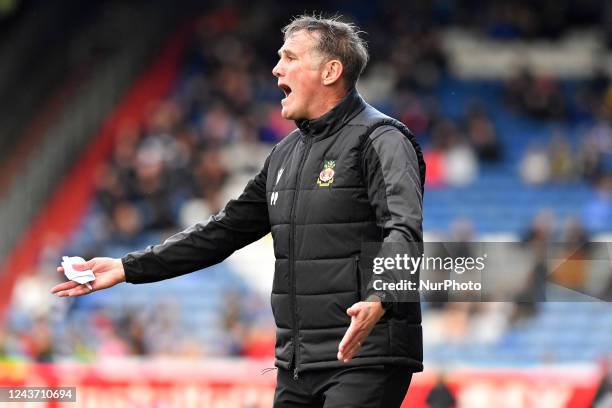 Phil Parkinson of Wrexham Football Club during the Vanarama National League match between Oldham Athletic and Wrexham at Boundary Park, Oldham on...