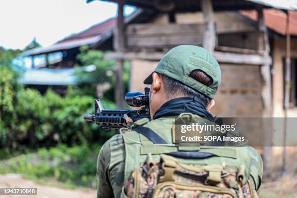 People's Defence Forces soldier aiming his weapon in Mobyae, Kayah State. On September 8, a round of fighting began between the Myanmar Army and the...