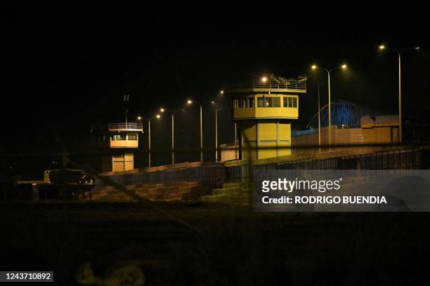 View of the Regional Sierra Centro Norte Cotopaxi prison following clashes between inmates, in Latacunga, south Ecuador, on October 3, 2022. - At...