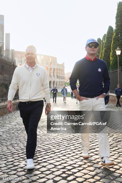 European Ryder Cup Captain, Luke Donald and 2023 United States Ryder Cup Captain, Zach Johnson during the 2023 Ryder Cup Year to Go Celebration at...