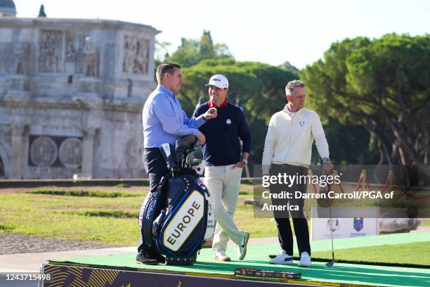 United States Ryder Cup Captain, Zach Johnson and 2023 European Ryder Cup Captain, Luke Donald during the 2023 Ryder Cup Year to Go Celebration at...