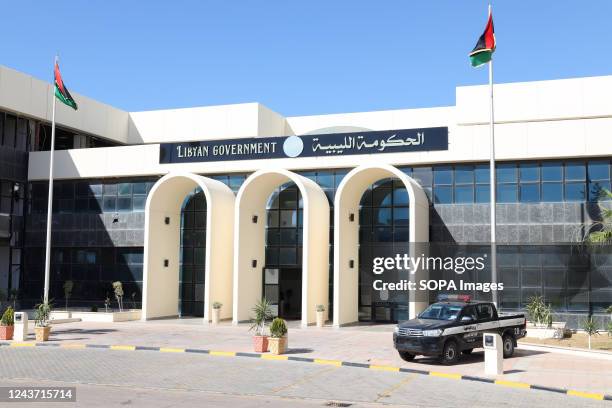 The exterior view of the Libyan government headquarters in Sirte. Libyan sought to install a newly elected government after the failed elections in...