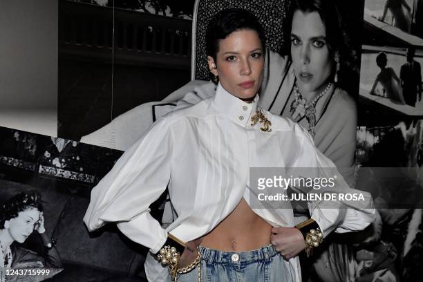 Singer Halsey arrives for the Chanel Womenswear Spring-Summer 2023 collection show during the Paris Fashion Week, in Paris, on October 4, 2022.