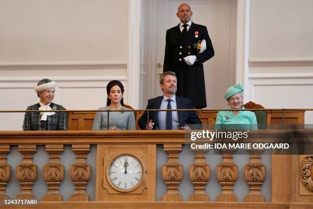 Princess Benedickte, Crown Princess Mary, Crown Prince Frederik and Queen Margrethe attend the annual opening of the parliamentary session at the...