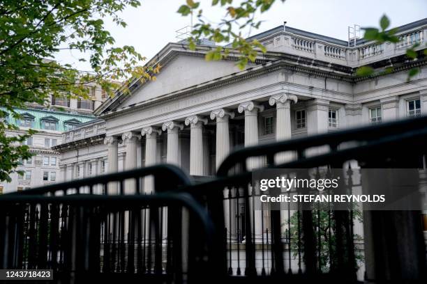 The US Treasury building in Washington, DC, on October 4, 2022.