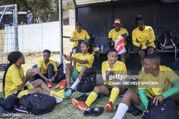 South African senior national women's football team players prepare for training at Highlands Park in Johannesburg, on October 4, 2022.