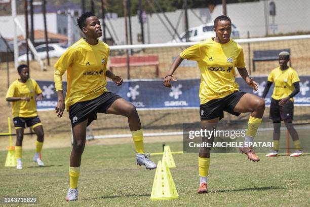 South African senior national women's football team players train at Highlands Park in Johannesburg, on October 4, 2022.