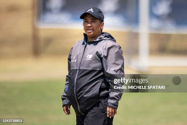 South African senior national women's football team coach Desiree Ellis is seen during a training at Highlands Park in Johannesburg, on October 4,...