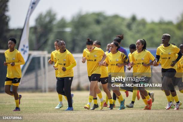 South African senior national women's football team players train at Highlands Park in Johannesburg, on October 4, 2022.