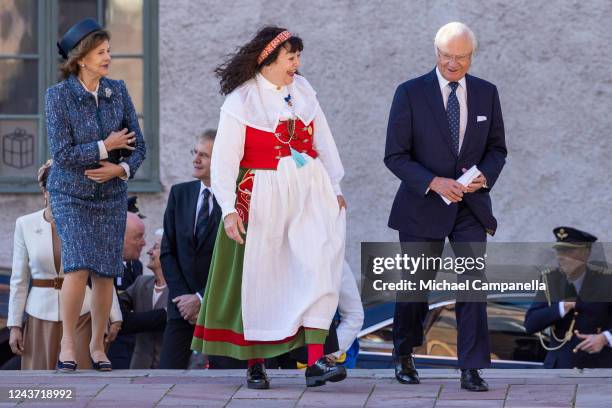 King Carl XVI Gustaf and Queen Silvia of Sweden attend a church ceremony at the Uppsala Cathedral in connection with the start of the annual meetings...