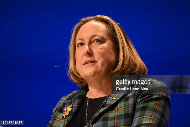 Transport Secretary Anne-Marie Trevelyan speaks on day three of the annual Conservative Party conference, on October 04, 2022 in Birmingham, England....
