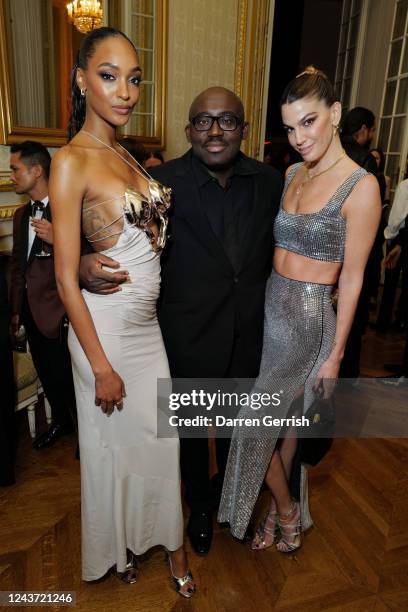 Jourdan Dunn, Edward Enninful and Bianca Brandolini attend the #BoF500 gala during Paris Fashion Week Spring/Summer 2023 on October 01, 2022 in...