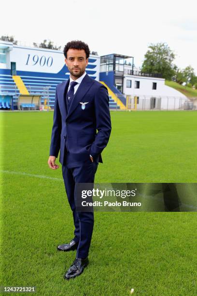 Lazio player Felipe Anderson poses during the SS Lazio official team photo at Formello sport centre on October 4, 2022 in Rome, Italy.