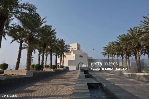 An exterior view of the Museum of Islamic Art in Doha during its reopening on October 4 following a year-long facilities enhancement project and the...