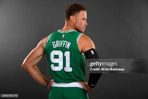 Blake Griffin of the Boston Celtics poses for a portrait on October 3, 2022 during NBA Media Day at the Auerbach Center in Brighton, Massachusetts....