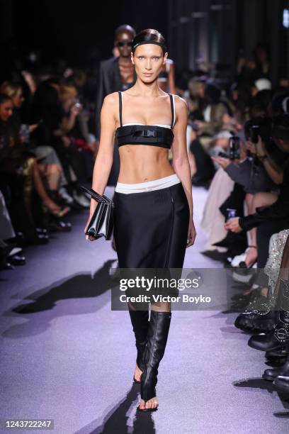 Bella Hadid walks the runway during the Miu Miu Womenswear Spring/Summer 2023 show as part of Paris Fashion Week on October 4, 2022 in Paris, France.