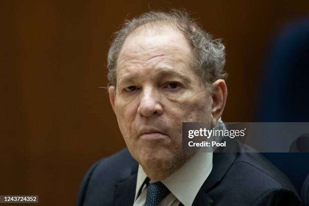 Former film producer Harvey Weinstein appears in court at the Clara Shortridge Foltz Criminal Justice Center on October 4, 2022 in Los Angeles,...