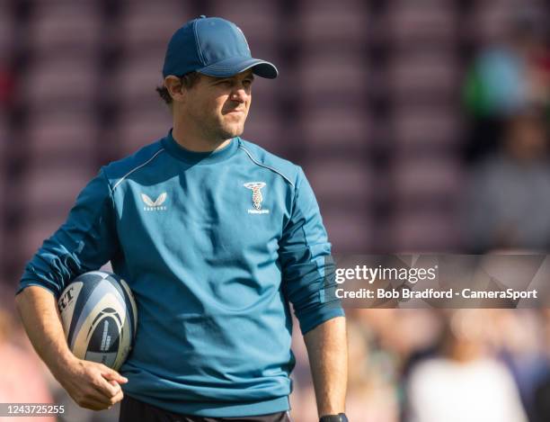 Harlequins' Attack Coach Nick Evans during the Gallagher Premiership Rugby match between Harlequins and Northampton Saints at Twickenham Stadium on...