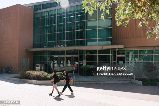 Los Angeles, CA Students walk in front of the Library at East Los Angeles College on Tuesday, Sept. 27, 2022 in Los Angeles, CA. Many students this...