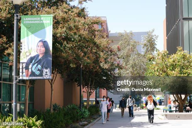 Los Angeles, CA Students walk around campus at East Los Angeles College on Tuesday, Sept. 27, 2022 in Los Angeles, CA. Many students this year are...