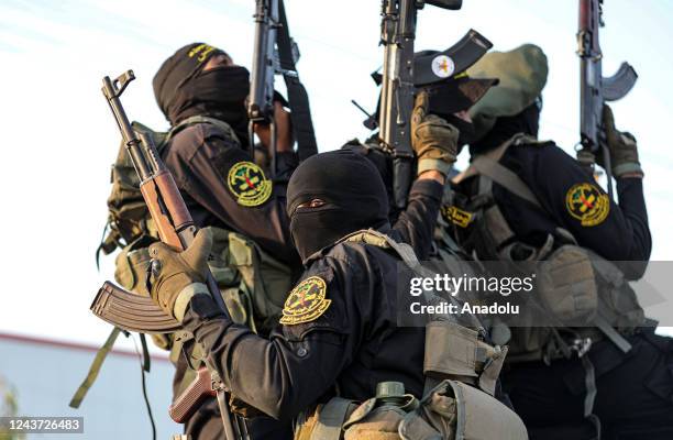 Al-Quds Brigades, the military wing of Islamic Jihad movement hold a military parade as part of the 35th anniversary of the foundation of the...