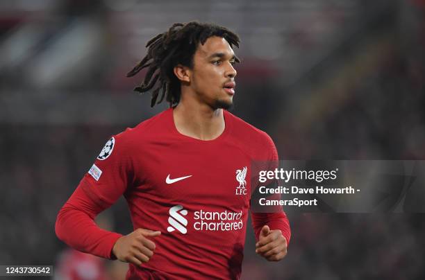 Liverpool's Trent Alexander-Arnold during the UEFA Champions League group A match between Liverpool FC and Rangers FC at Anfield on October 4, 2022...