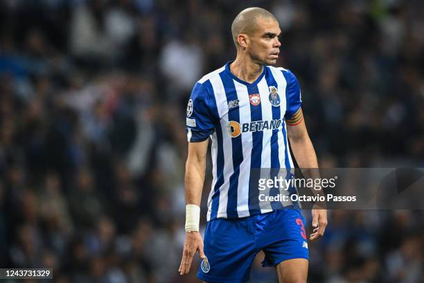 Pepe of FC Porto during the UEFA Champions League group B match between FC Porto and Bayer 04 Leverkusen at Estadio do Dragao on October 4, 2022 in...