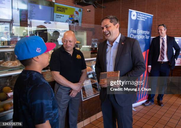 Congressman Mike Garcia makes a campaign stop at California Bakery and Cafe in Santa Clarita on Tuesday, Oct. 4, 2022. He is running against Democrat...