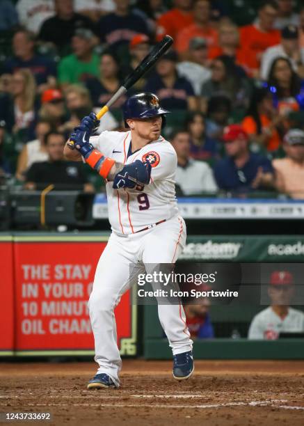 Houston Astros catcher Christian Vazquez pinch hits for Houston Astros catcher Martin Maldonado in the bottom of the fifth inning during the MLB game...