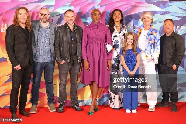 Tim Minchin, Dennis Kelly, Matthew Warchus, Lashana Lynch, Sindhu Vee, Alisha Weir, Dame Emma Thompson and Stephen Graham attend a photocall for...