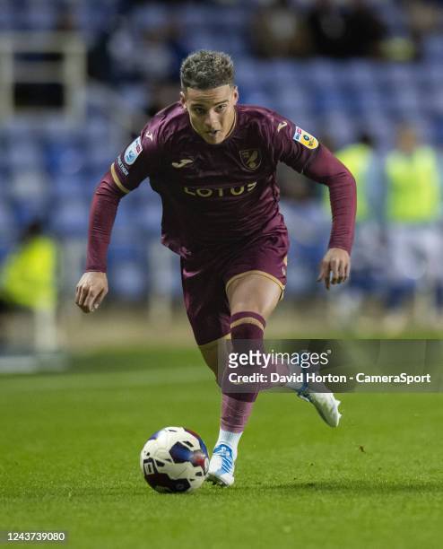 Norwich City's Max Aarons during the Sky Bet Championship between Reading and Norwich City at Select Car Leasing Stadium on October 4, 2022 in...
