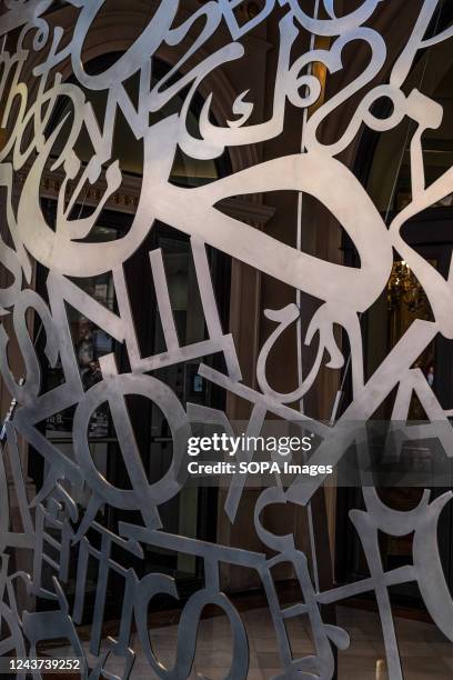 The new steel doors are seen installed on the main façade of the Gran Teatro del Liceo Ópera. The new mechanical doors that give access to the Gran...